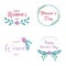 Collection of Happy Women`s Day labels. Lettering design