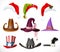 Collection of hats for a festive masquerade - halloween, new year, carnival