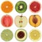 Collection of healthy sliced fruits