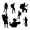 Collection of hikers silhouette vector illustration
