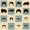 Collection of hipster retro hair styles and mustaches