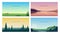 Collection of horizontal banner templates with spectacular natural landscapes or sceneries. Bundle of beautiful