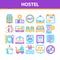 Collection Hostel Elements Vector Sign Icons Set