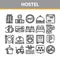 Collection Hostel Elements Vector Sign Icons Set