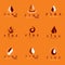 Collection of hot orange fire vector logotypes, nature element.