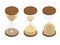 Collection of hourglasses on white background. Sand clock flat 3d vector isometric illustration.