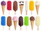Collection of ice cream ice-cream icecream variety stick isolate