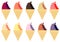 Collection of ice cream illustrations with various flavors