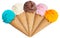 Collection of ice cream scoop sundae cone icecream isolated on w