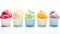 Collection of icecreams in many flavors and types on a white background for adding text