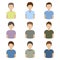 Collection of icons of men in a flat style. male avatars. set of images of young men. vector