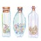 Collection of icons, set of romantic and fairytale watercolor bottles with sea shells inside