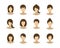 Collection of icons of woman in a flat style. female avatars. set of images of young women.  illustration. faces of girls