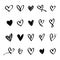 Collection of illustrated heart icons, heart outline, heart vector, heart shapes