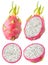 Collection of isolated dragon fruits