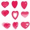 Collection isolated hand drawn red hearts. Design for Valentine, wedding , stickers