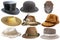 Collection of isolated hats