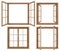 Collection of isolated wooden windows