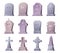 Collection isometric tombstones and grave crosses vector cemetery grave old burial memorials