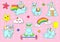 Collection Kawaii Cute Llama Alpaca Set Stickers.