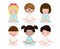 Collection of kid meditating in lotus pose. Cute cartoon children yoga and meditation vector illustration in flat style isolated