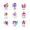 Collection of kids logo templates set, kids cafe, club, life colorful labels vector Illustrations on a white background