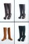 Collection of knee high boots over white