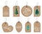 Collection of kraft paper christmas gift tags.