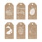 Collection of kraft paper tags with Easter motifs.