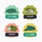 Collection of label or sticker templates with delicious whole and sliced fresh and pickled cucumbers. Hand drawn natural
