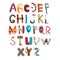 Collection of letters made of various objects, food and tools. Creative detailed font. Kids development and education