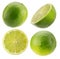 Collection of limes isolated on a white background