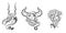 Collection of linear drawings of zodiac signs. abstract representation of astrological images. vector graphics. line art.