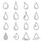 Collection of linear droplet icons isolated on a white background