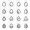 Collection of linear droplet symbols isolated on a white background
