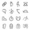 Collection of linear simple climbing icon vector illustration alpinism, mountaineering, hiking