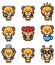 The collection of the lion with the many different poses mascot bundle set