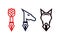 a collection of logos with the basic object being a pen combined with a flower, a horse head and a dog head