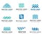 A collection of logos for water and plumbing. Water Association. Icons in vector