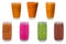 Collection of long tall rock glass Iced sweet and fresh beverage drink.