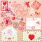 Collection of love mail design elements - stamps,