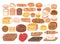 Collection of lovely baby bakery food doodle icon