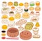 Collection of lovely baby chinese oriental food doodle icon