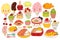 Collection of lovely baby japanese food doodle icon