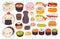 Collection of lovely baby japanese oriental food doodle icon