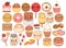 Collection of lovely baby sweet and dessert doodle icon , cute cake , adorable candy , sweet ice cream , kawaii jelly bean