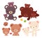 Collection of lovely bear family doodle icon, cute papa bear , kawaii mama bear, adorable baby bear hold hand and family hug in ch