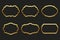 Collection of luxury gold curly frames for text, labels. Templates, icons