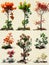 Collection of magical mystical fantasy beautiful flowers and plant