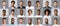 Collection of male avatars, multiracial men smiling on grey